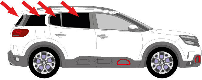 Film Solaire Teinté Prédécoupé Pour Citroën C5 Aircross 5 Portes (2017+) - Vitres Arrière Et Lunette - 50% Noir Fumé